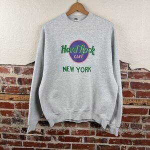 Vintage Hard Rock Cafe Sweatshirt Mens XL Gray New York Pro Spirit Made USA 90s